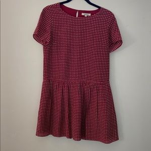 Madewell silk ascot red drop waist dress